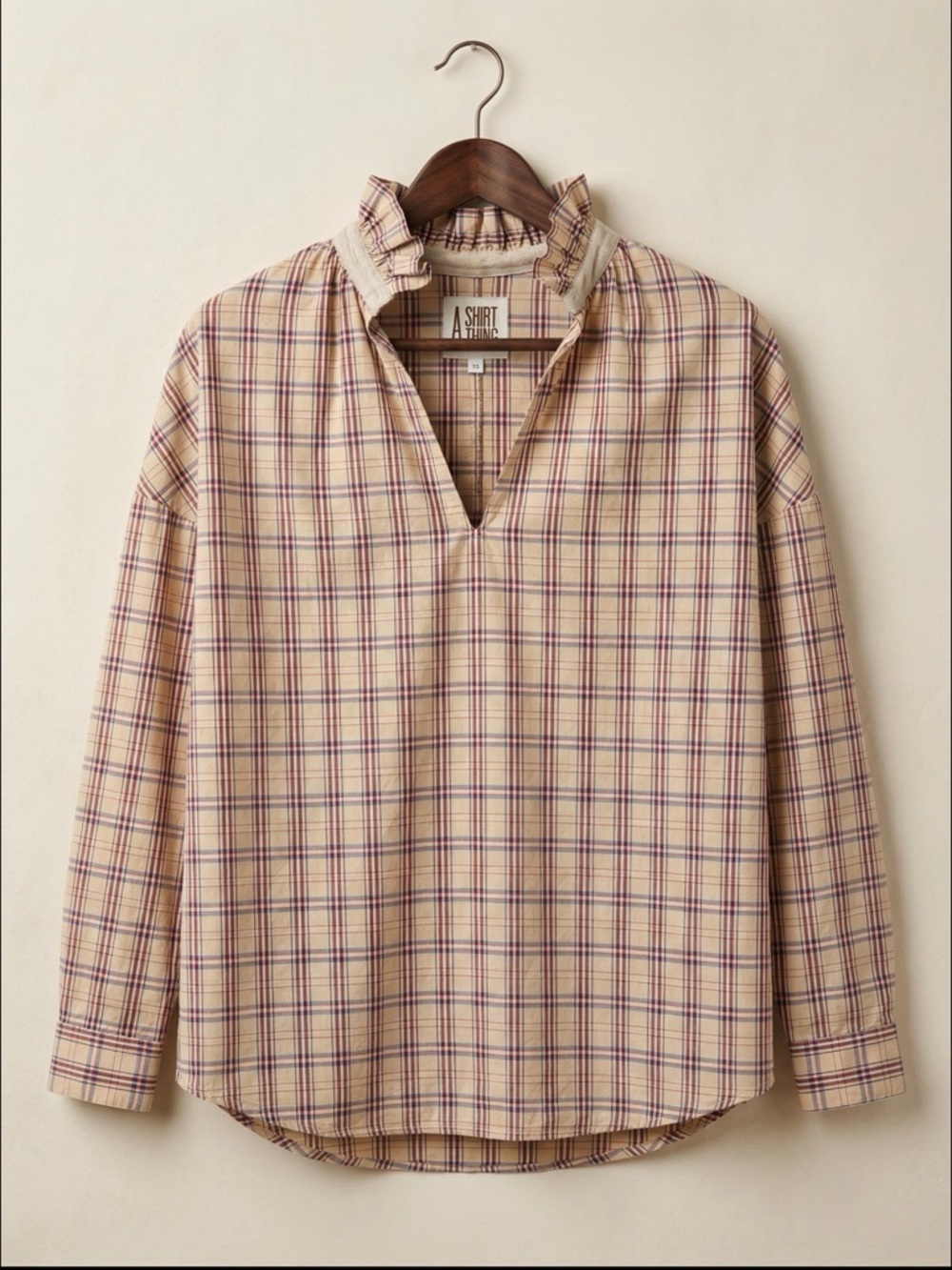 Tuckernuck A Shirt Thing Plaid Ruffle Collar Popover Shirt in Plaid